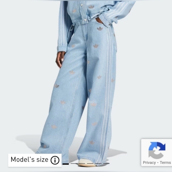 ADIDAS ORIGINALS Light Blue Denim And Rhinestones Pants - Picture 2 of 8